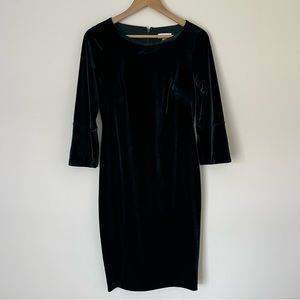 Green velvet Calvin Klein dress